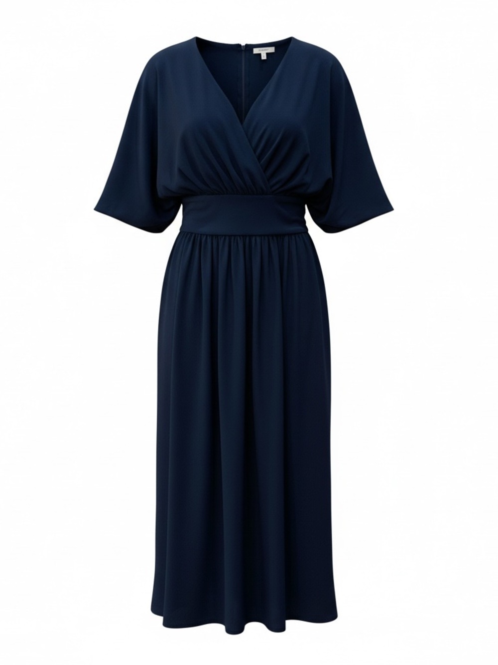 Alexia Admor Navy Ava Draped V-Neck Midi Dress with Pockets - Size 2